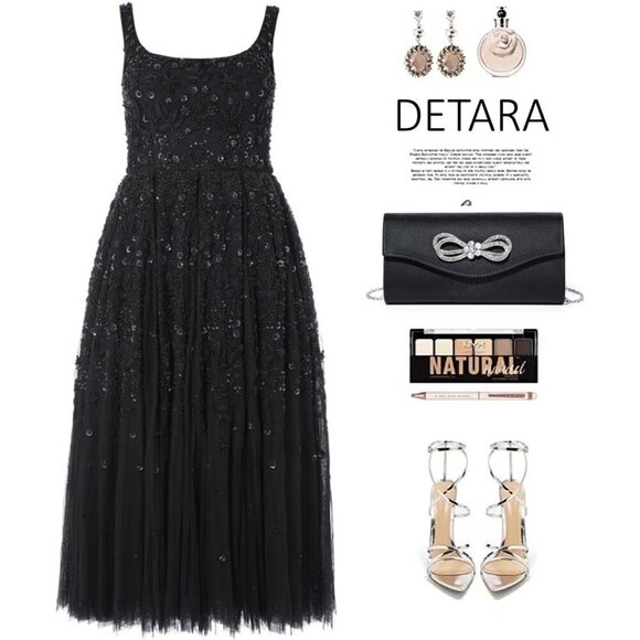 Women Black Shiny Crystal Bow Flap Clutch Wedding Party Handbag - Picture 8 of 9